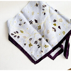 ESPRIT Silk Blue Purple Floral Small  Neck Scarf